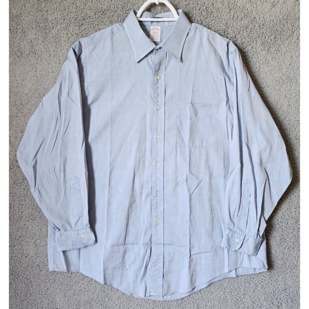 Brooks Brothers‎ Makers Blue Long Sleeve Button Up Dress Shirt Size 17.5 Cotton